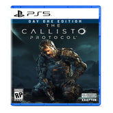 Game case for 'The Callisto Protocol' Day One Edition on PS5 with a character in futuristic armor.